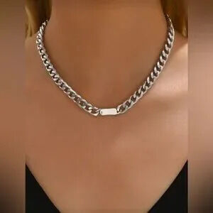 Silver Cuban Chain Necklace Chunky Link Necklace Gift Dainty Minimalist